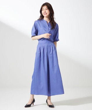 ANY SIS 【接触冷感・UVカット・速乾】スムージーポリエステル 2WAY ブラウス ブルー