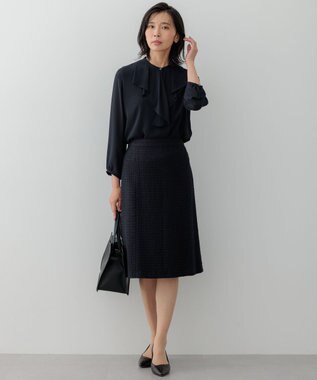 23区 スカートスーツ　セットアップ　ツイード　ノーカラー　大きいサイズ セットアップ スカート スーツ レディース きれいめ ツイードスカート