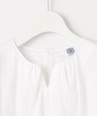 J.PRESS LADIES 【WEB限定・洗える】セルロースカラミストライプ キーネック ブラウス 【WEB限定】ホワイト系