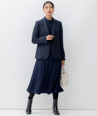 23区 【洗える】バックサテンアムンゼン千鳥プリント スカート ネイビー系5