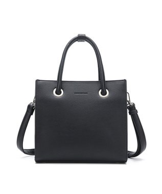 style code  【MERCURYDUO/マーキュリーデュオ】メタルアイレット　両アオリポケット　スクエアハンドバッグ ブラック