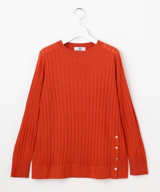 J.PRESS LADIES WORETED WOOL BLEND クルーネック ニット オレンジ系