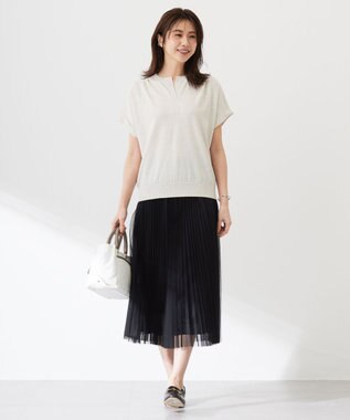 J.PRESS LADIES L 【WEB限定カラーあり・洗える】ハイゲージチュール プリーツ スカート ブラック系