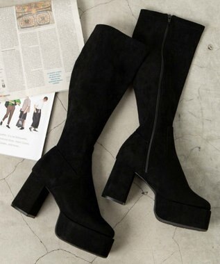 WEGO ストーム付きヒールロングブーツ ブラックその他