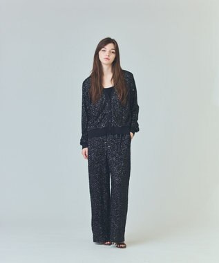 GRACE CONTINENTAL スパンコールニットカーディガン ブラック