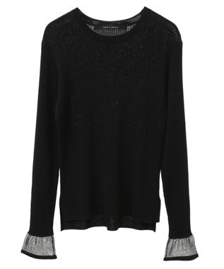 YECCA VECCA 袖口シアーリブニット Black