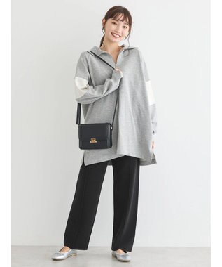 AMERICAN HOLIC ハーフＺＩＰ配色切り替え裏毛チュニック Light Gray Mixture