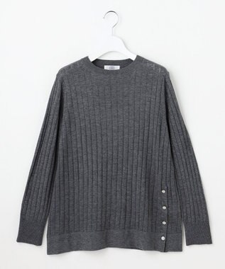 J.PRESS LADIES WORETED WOOL BLEND クルーネック ニット グレー系