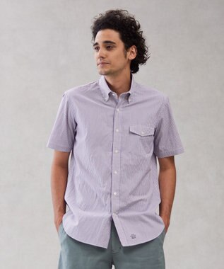 J.PRESS MEN 【クールマックス】サッカーストライプ／マイクロギンガムチェック シャツ/B.D