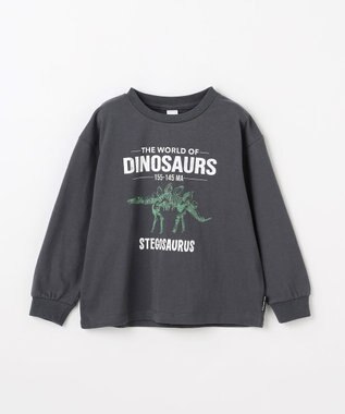 ANY KIDS 恐竜プリント 長袖Tシャツ チャコール