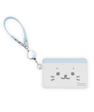 Mother garden しろたん リール付きパスケース 《顔ぼんブルー》 単品