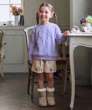 ANY KIDS ネコ刺繍 コーデュロイ ショートパンツ ベージュ