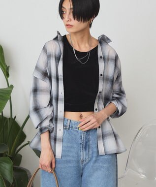 AMERICAN HOLIC 【3WAY】シアーチェックシャツ Black
