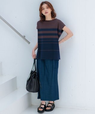 23区 【洗える】デニムライクシャンブレー Iライン スカート ネイビー系