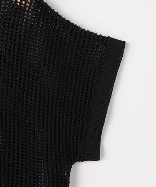 組曲 L 【先行予約・WEB限定・前後着用可】メッシュニット 襟付き半袖カーディガン ブラック系