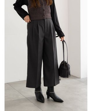 Te chichi パターンアソートワイドクロップトパンツ チャコールグレー