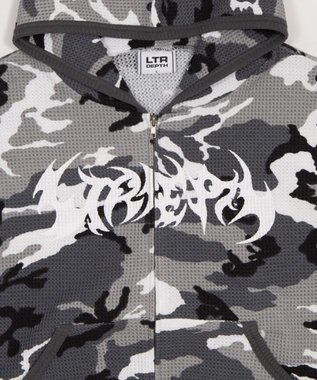 WEGO 【ユニセックス着用ITEM】ワッフルグラフィックカットZIPパーカー 柄1