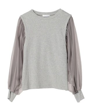 Green Parks 袖チュールドッキングリブプルオーバー Gray