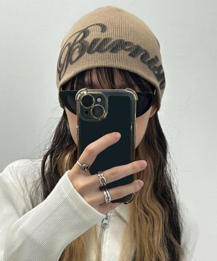 WEGO ロゴプリントシングルニットワッチ ベージュ