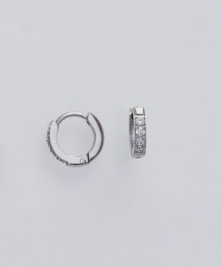 Phoebe 【金属アレルギー対応】ワンタッチビジューフープミニピアス　シルバー/サージカルステンレス シルバー