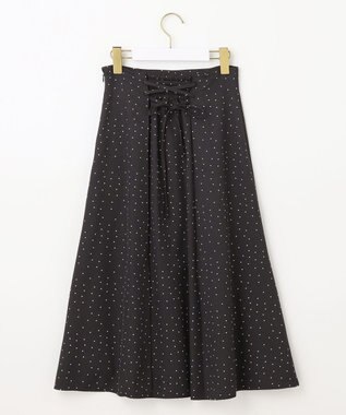 ANY SIS S 【低身長企画】レースアップナローフレア スカート 白黒ドット