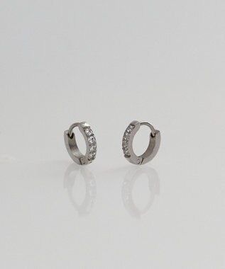 Phoebe 【金属アレルギー対応】ワンタッチビジューフープミニピアス　シルバー/サージカルステンレス シルバー