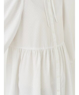 earth music&ecology リボン付き切り替えギャザーシャツチュニック Off White