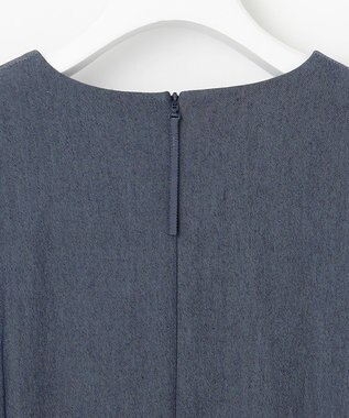 自由区 S 【セットアップ対応・洗える】ドレープツイルプルオーバー ブラウス ネイビーシャンブレー