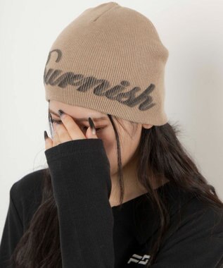 WEGO ロゴプリントシングルニットワッチ ベージュ