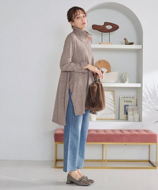 Tiaclasse まろやかタートルニットチュニック ベージュ