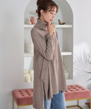 Tiaclasse まろやかタートルニットチュニック ベージュ