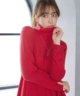 Tiaclasse まろやかタートルニットチュニック レッド