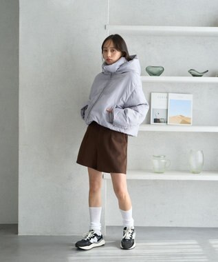 earth music&ecology 2wayパファー ショートブルゾン ブルーグレー