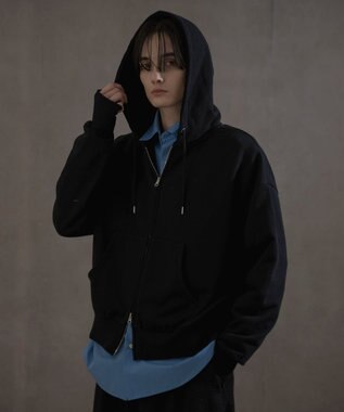 WEGO ショートダブルZIPパーカー ブラック