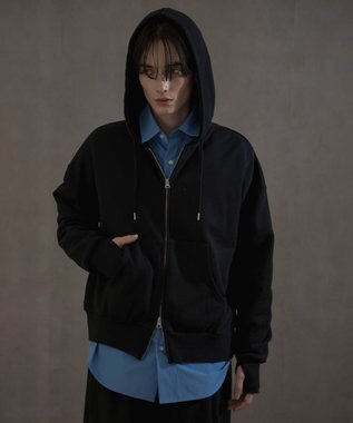 WEGO ショートダブルZIPパーカー ブラック