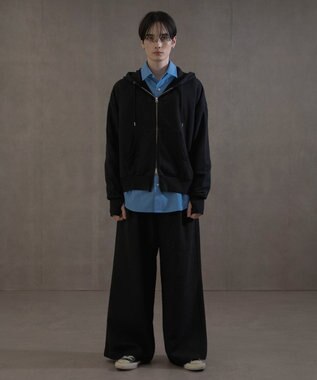 WEGO ショートダブルZIPパーカー ブラック