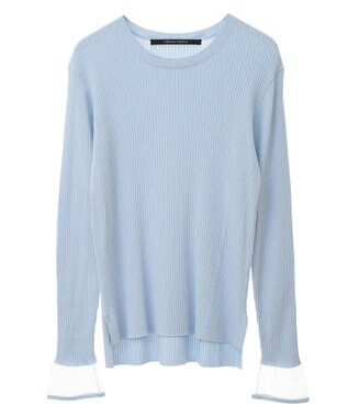 YECCA VECCA 袖口シアーリブニット Sax