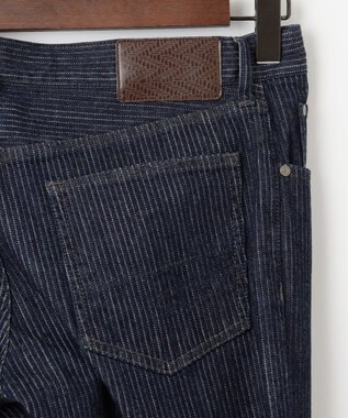 JOSEPH ABBOUD 【キングサイズ・ストレッチ/JAPANファブリック/きれいめ】ストライプジャカード デニム ネイビー系1