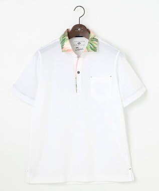 JOSEPH ABBOUD ギフトに！【老舗アロハブランドとコラボレーション】カハラ アロハ ダディ ポロシャツ ホワイト×ピンクヤシ襟