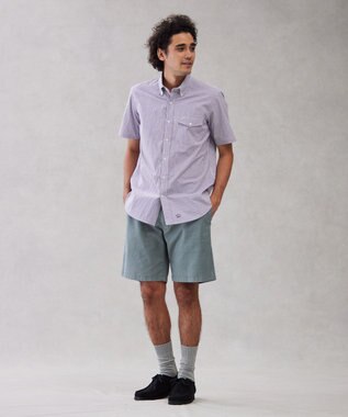 J.PRESS MEN 【クールマックス】サッカーストライプ／マイクロギンガムチェック シャツ/B.D パープル系1