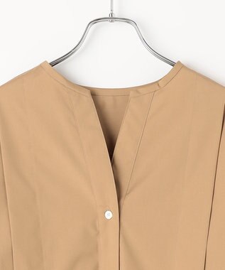 #Newans 【ANSWER for 骨格ストレート】タックデザインスキッパーネックシャツ キャメル系