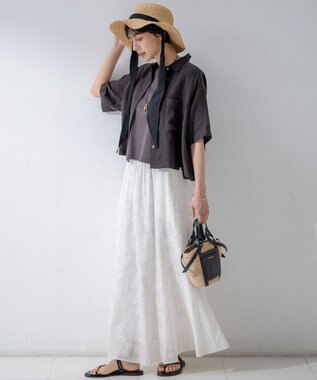 23区 L 【SLOW/一部店舗限定】コットンジャカード スカート アイボリー系