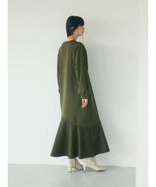 Green Parks armonia．布帛切り替えポンチワンピース Khaki