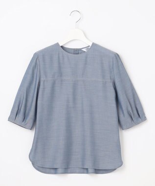 J.PRESS LADIES 【洗える】ウォッシャブルキュプラツイル タックスリーブ ブラウス ブルー系