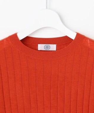 J.PRESS LADIES WORETED WOOL BLEND クルーネック ニット オレンジ系