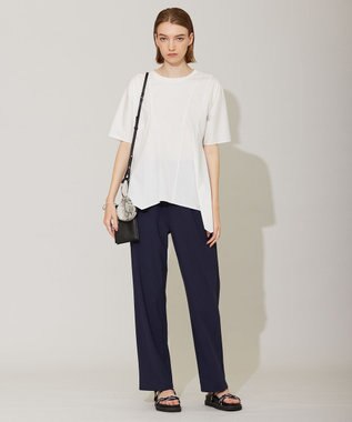 ICB 【洗える】ブラウスライクジャージー ハンカチーフヘムカットソー オフホワイト系