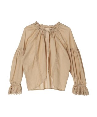 earth music&ecology ギャザーショートブラウス Beige