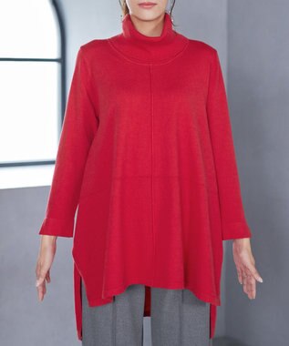 Tiaclasse まろやかタートルニットチュニック レッド