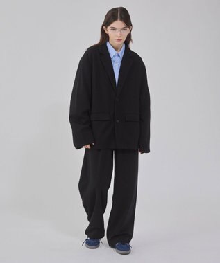 WEGO 【ユニセックス着用ITEM/MLサイズ展開】ボンディングスウェットテーラードジャケット ブラック