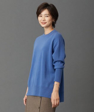 【洗える】CASHMERE BLEND クルーネック ニット, サックスブルー系, F